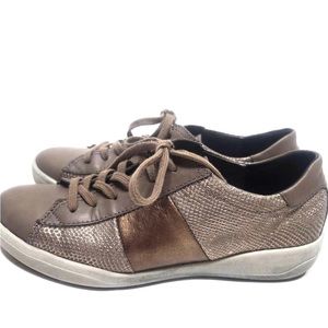 Joseph Seibel sneakers antique metallic with snakeskin look.